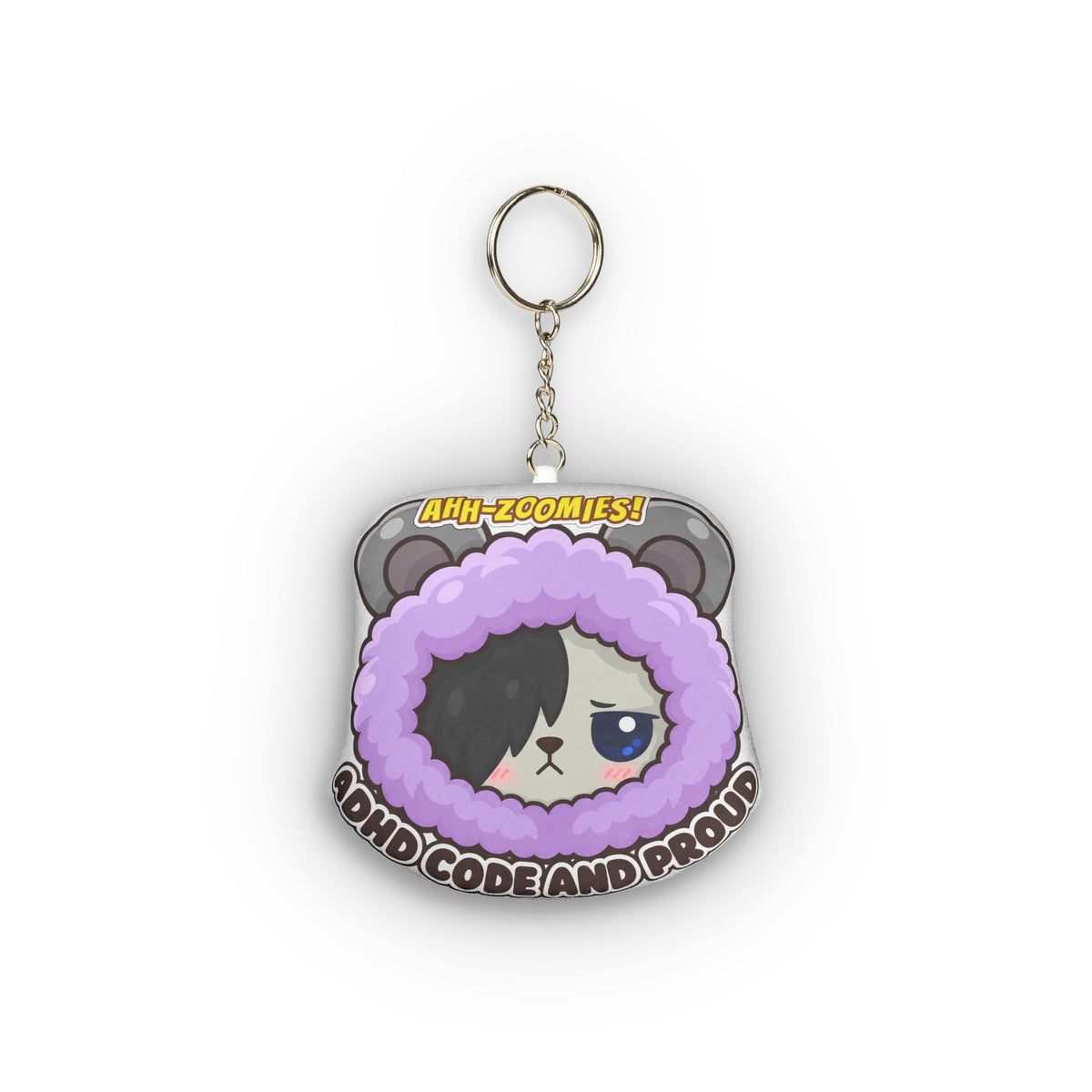 "AHH-ZOOMIES" - ADHD Coded & Proud” mini plush keychain
