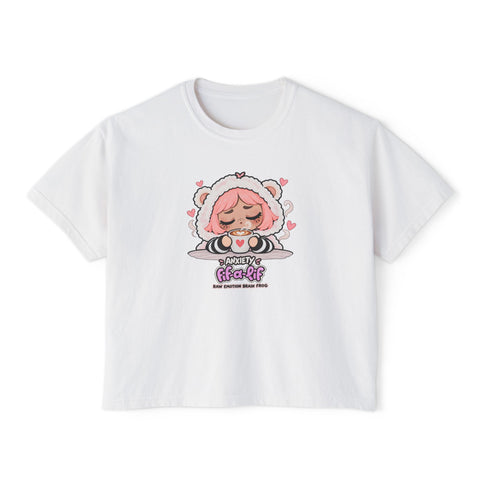 FIF-A-LIF™ Raw Emotion Brain Frog Boxy Tee – Anxiety Latte