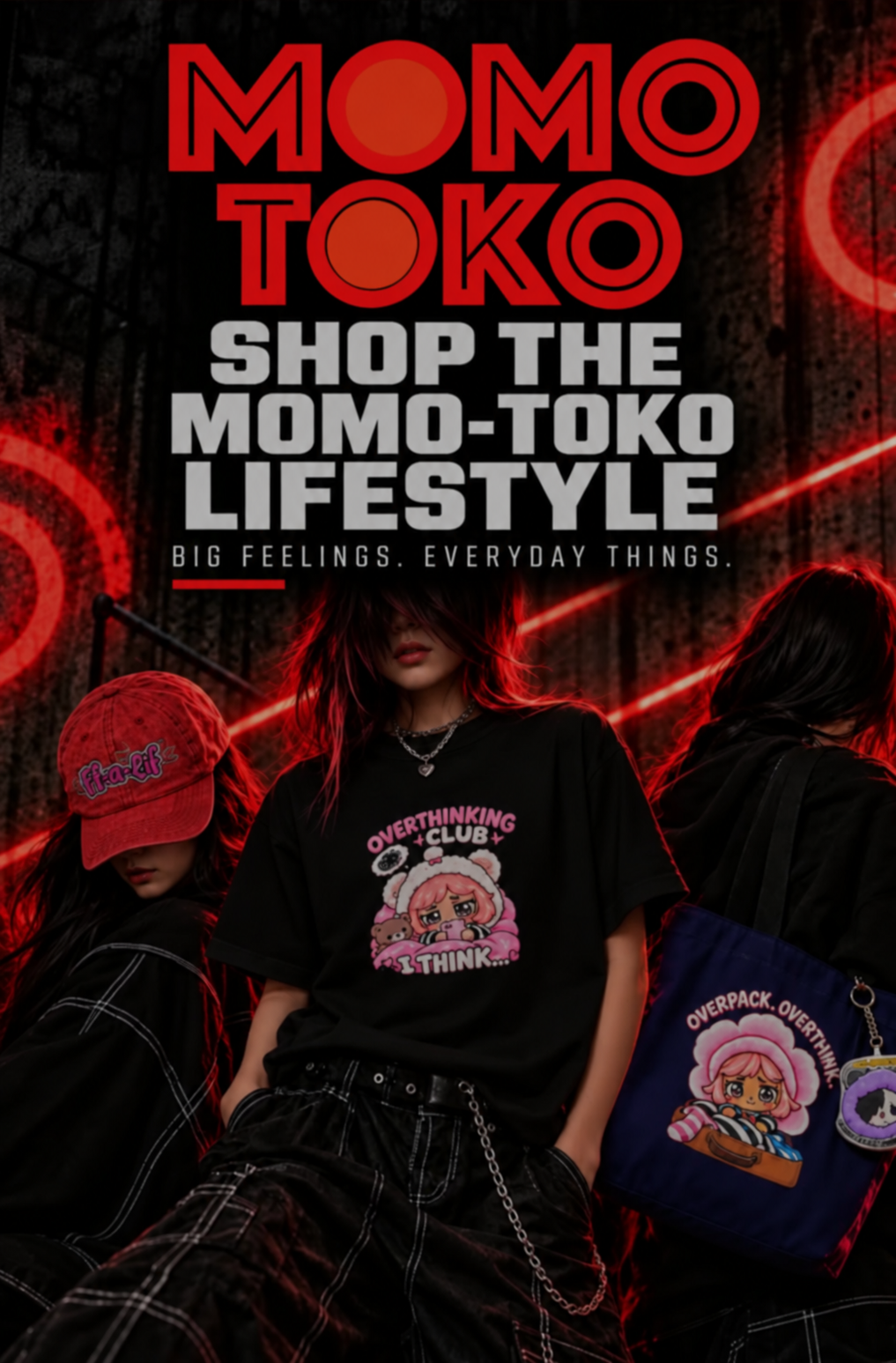 Momo-Toko Lifestyle mobile banner with streetwear products and centered Momo-Toko logo